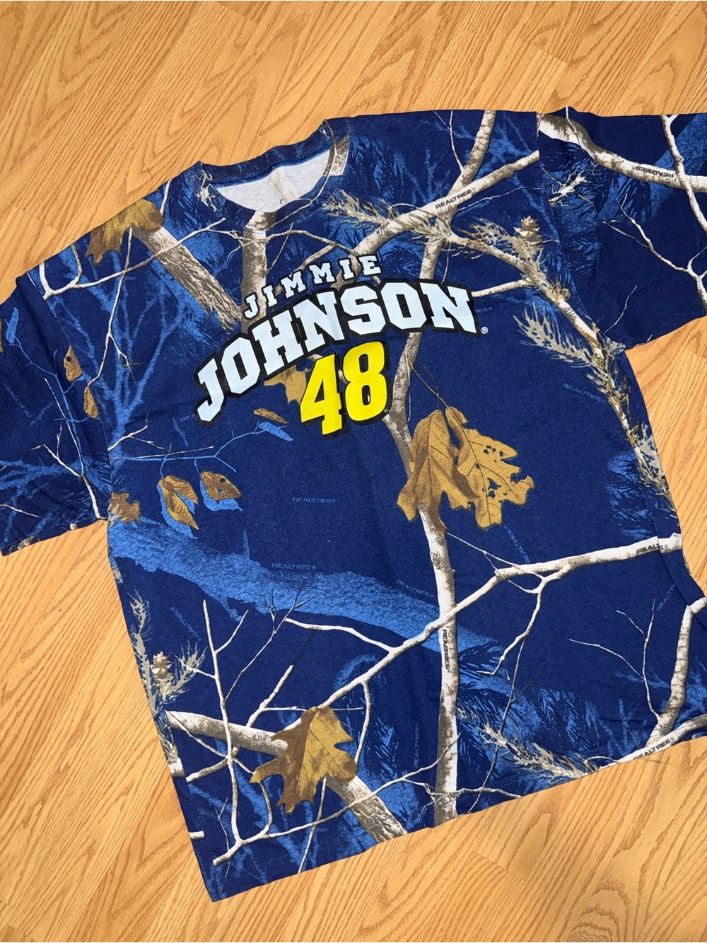 Jimmie Johnson 48 Realtree Camo T Shirt Blue NASCAR Chase Authentics Size Large